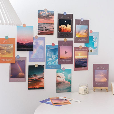 15張云系列裝飾卡片ins墻貼朝朝暮暮房間裝飾畫相框畫素材卡片