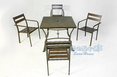 ╭☆雪之屋小舖☆╯90cm鋁合金方桌椅組/鋁合金戶外休閒桌椅/一桌四椅 A41216 / A19097