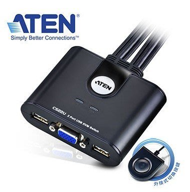 【需訂購】ATEN CS22U 2埠 USB KVM多電腦切換器 二台電腦共用1組鍵鼠、VGA螢幕