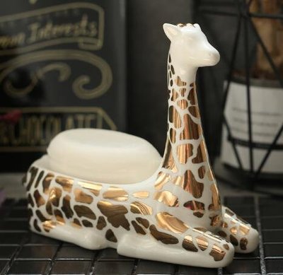 6585A 歐式 長頸鹿造型肥皂盒香皂盒 陶瓷肥皂盒衛浴用品創意動物造型皂盒擺飾禮物