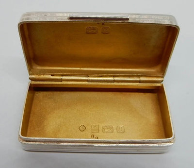 1號/英國純銀鼻煙盒/英國純銀鎏金盒子/英國純銀鎏金收納盒，