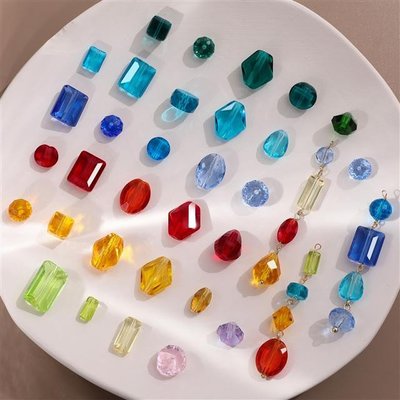 摩洛哥彩色玻璃水晶寶石串珠DIY手工發簪飾品耳環項鍊配件材料包－好鄰居百貨