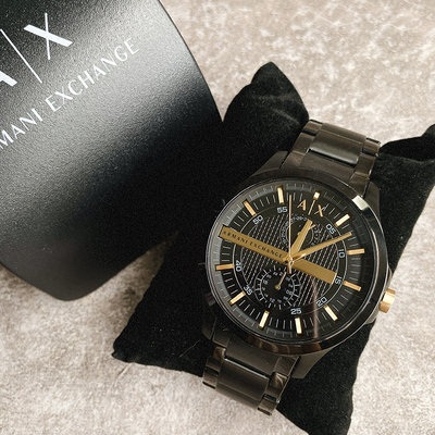 美國百分百【Armani Exchange】AX 手錶腕錶 阿曼尼 鋼錶帶 AX2121 簡約 低調素面 黑金 AQ21