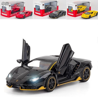 跑車擺件 正品【華興模型玩具】 合金車模型 1:32藍寶堅尼Lamborghini LP770-4模型 帶聲光回力車模型 跑車模型 擺