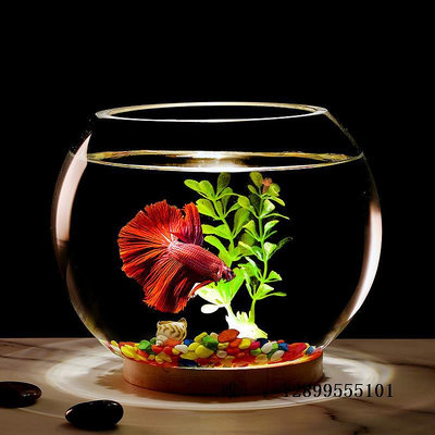 玻璃魚缸加厚孔雀玻璃魚缸辦公桌面圓形小型創意斗金魚缸客廳夜燈迷你擺件水族箱