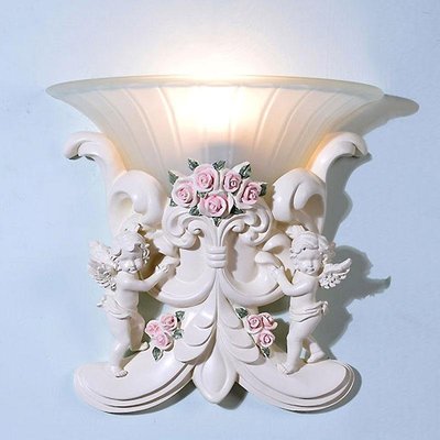 粉紅玫瑰精品屋~⚘歐式高檔丘比特天使浮雕玫瑰壁燈⚘
