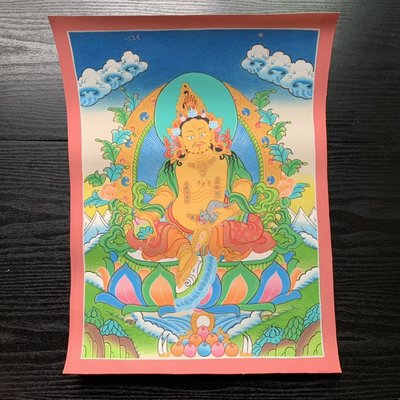 西藏喇嘛黃財神唐卡手繪西藏掛畫唐卡純手工顏料尼泊爾玄關