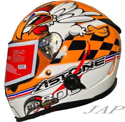 《JAP》ASTONE GTB800 AO18 橙黃黑白 雙鏡片 雙D扣 全罩安全帽📌折價500元