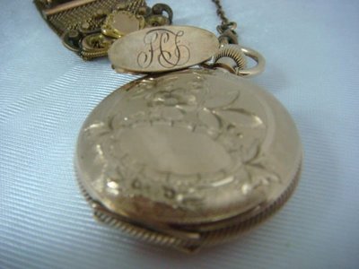 1889年 古董 14K金 懷錶 +14K金錶鍊