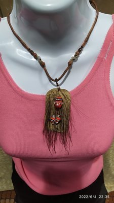 山豬皮琉璃珠項鍊原住民吊飾鑰匙圈項鍊 山豬皮帶毛