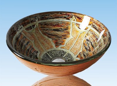 FUO衛浴:42公分 彩繪工藝 藝術強化玻璃碗公盆 (WY15051)預訂!
