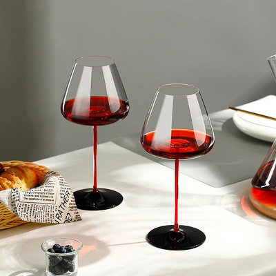創意紅桿大肚紅酒杯無鉛玻璃材質家用商用精美酒杯大容量紅桿酒杯