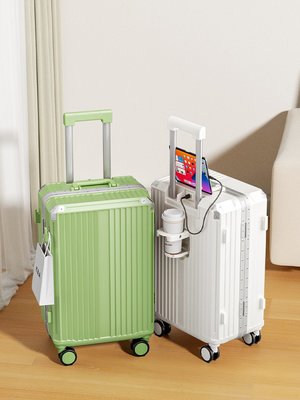 行李箱女多功能拉桿箱20寸登機箱時尚高顏值24寸密碼旅行箱鋁框款