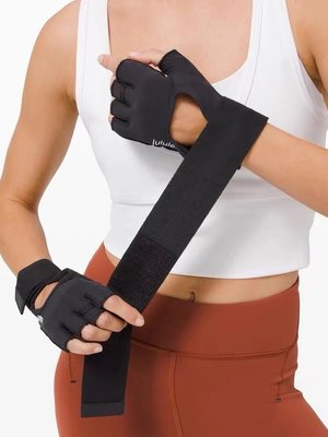 lululemon瑜伽手套女士綁帶拳擊訓練防滑露指運動健身厚手套精品 促銷 正品 夏季
