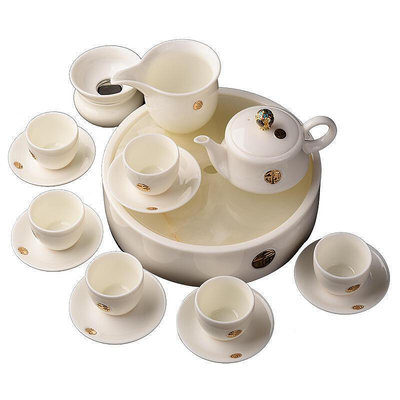 錦格羊脂玉瓷白瓷茶具套裝家用陶瓷泡茶壺簡約整套功夫茶杯小茶盤