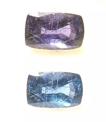 天然長方形蛋形刻面變色石榴石裸石 (藍/紫)