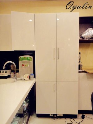 歐雅系統家具 系統廚具 廚櫃 釉晶鋼烤門板 方便收納大怪物 BLUM鋁灰抽屜 櫃五金 系統櫃