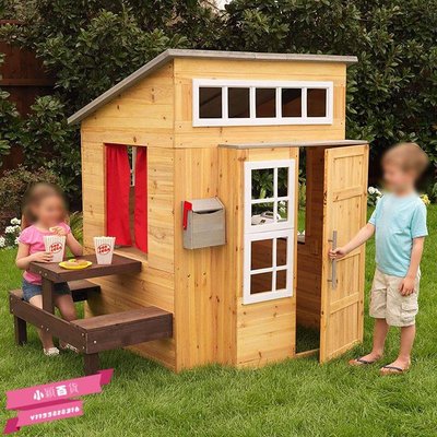 幼兒園木屋小房子組裝實木戶外室內移動兒童房游戲 小木屋樹屋-小穎百貨