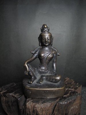 老銅雕◎  西藏銅佛 自在觀音  【大明宣徳年製 款】