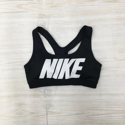 【愛莎＆嵐】 NIKE 女 黑色圓領品牌造型圖繪運動背心(有胸墊）/XS 11204 18