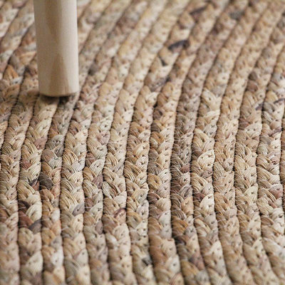 生活倉庫~Kens手工水草編織地毯圓形北歐簡約近黃麻地毯客廳臥室床邊毯  免運