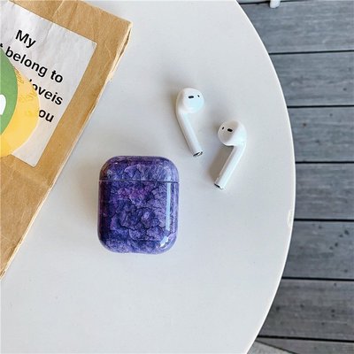 AirPods 大理石紋保護殼 保護套 紫色 蘋果耳機盒 藍牙耳機保護殼 全包防摔超薄不沾灰 ins創意保護套