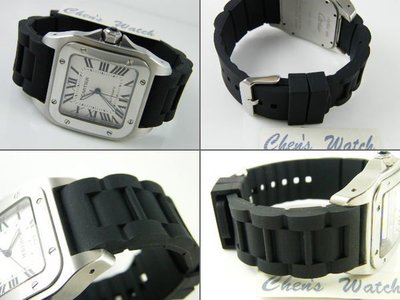 錶帶屋 『替代方案』卡地亞 Cartier 山度士 Santos 100 男錶進口高級矽膠錶帶 現貨