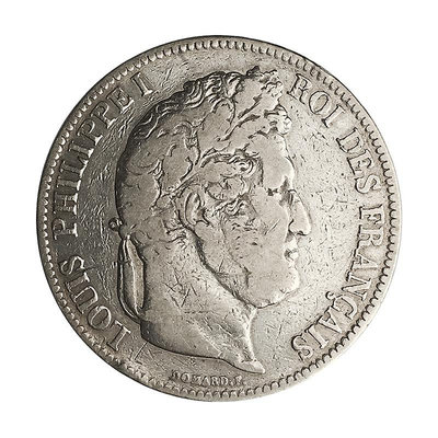 1832-47年 法國5法郎路易-菲利普一世銀幣 老版外國銀幣 品相如圖 紀念幣 紀念鈔