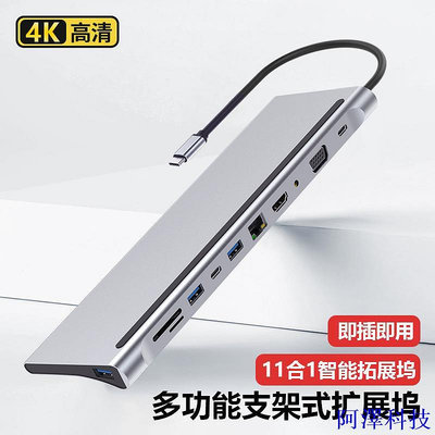 安東科技Type-c拓展塢11合1 HDMI PD100W RJ45 筆電支架USB 集分線器HUB轉接頭電腦多接口轉換器底座型