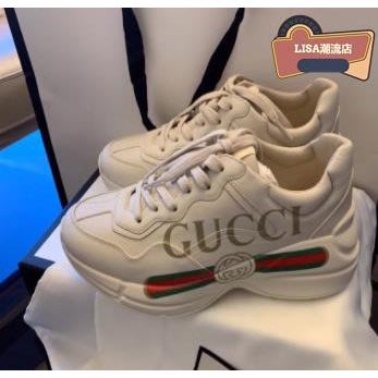 LISA二手 GUCCI 古馳 Rhyton 復古 經典厚底老爹鞋 象牙米白色 圖案 LOGO 35-46碼 52889