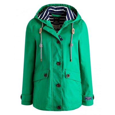 Miolla 英國品牌Joules 綠色藍白條紋內裡歐款防風防水拉鏈帶帽外套