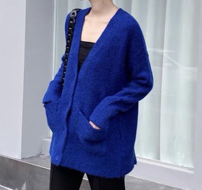 【妖妖代購】Cos 克萊因藍寬鬆羊駝毛針織外套