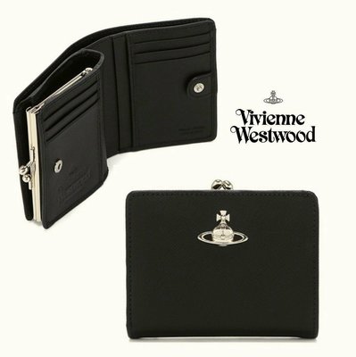 Vivienne Westwood ( 黑色 ) 防刮壓紋 真皮兩摺短夾 皮夾 錢包｜100%全新正品｜特價!