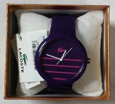 正品專櫃LACOSTE紫色全新橡膠帶錶