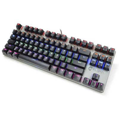 ELSRA全機械式電競遊戲鍵盤 87鍵全鍵不衝突 RGB動態燈光 青軸鍵盤