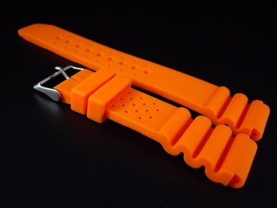 橘色高質感24mm蛇腹式矽膠錶帶,替代SEIKO,CITIZEN....各式相同規格原廠表帶