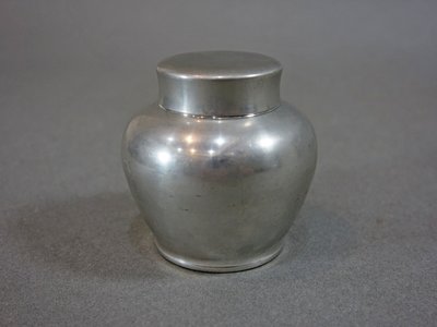 『華寶軒』日本茶道具 昭和時期 本錫 素面  錫製 小形 茶入/茶葉罐/錫罐 重215g