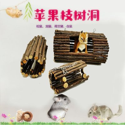 松鼠龍貓玩具用品蘋果枝樹洞窩倉鼠松鼠龍貓磨牙工具寵