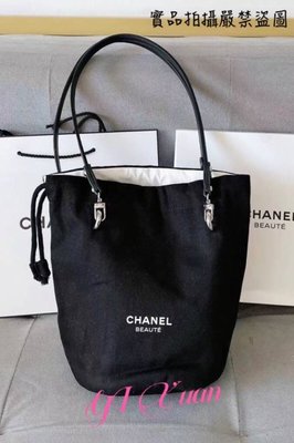 ‼️已追加歐洲美妝櫃正品‼️ 限量Chanel (附紙袋.紙盒)VIP滿額贈品 百搭拉繩水桶包