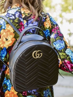 Gucci 476671 GG Marmont quilted leather backpack 後背包 黑 現貨