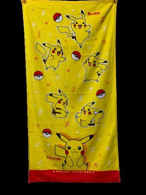 [現貨]可愛卡通 皮卡丘 神奇寶貝 Pokémon 精靈寶可夢 純棉 浴巾 沙灘巾 運動巾 毛巾包被 健身游泳柔軟吸水