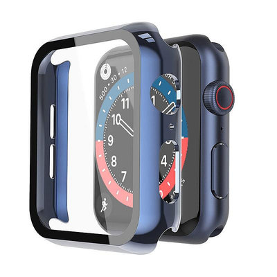 手錶帶適用apple watch5 6 代蘋果手錶保護殼 手錶鋼化膜保護套 一體殼