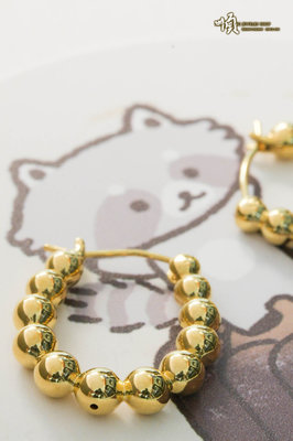 順順飾品--純金耳環--香港6D硬金大珠珠圈式耳環┃金重1.32錢