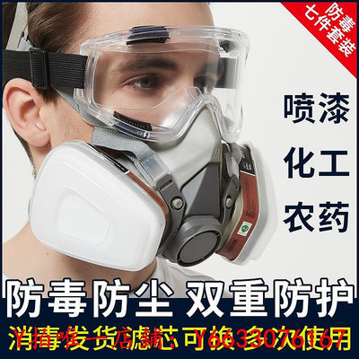 面具防毒面具全面罩全臉噴漆專用防塵口罩防護防放毒氧氣防灰塵護目面罩