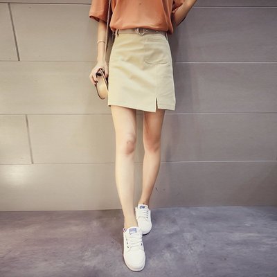 FINDSENSE G5 韓國時尚 高腰 OL A字裙 百搭 半身裙 純色 修身短裙
