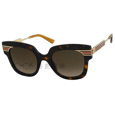 Gucci 古馳 太陽眼鏡 雙G LOGO 經典條紋金屬鏡腳 GG0281SA 002