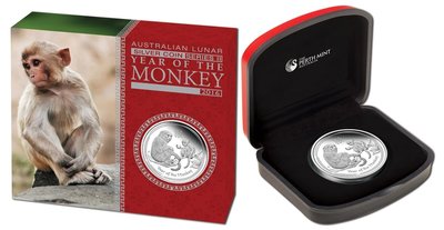 [現貨]澳洲 紀念幣 2016 1oz 猴年生肖精鑄紀念銀幣 原廠原盒