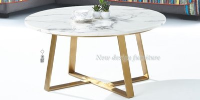【N D Furniture】台南在地家具-鍍金色造型五金腳座人造石面大圓几/石面茶几YQ特價
