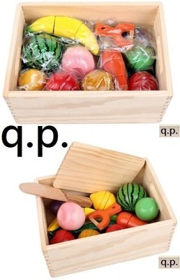 木製蔬菜水果禮盒  扮家家酒 兒童玩具  木盒好收納  西瓜 香蕉 檸檬 茄子 梨子 蘋果 番茄  小黃瓜 紅蘿蔔 洋蔥