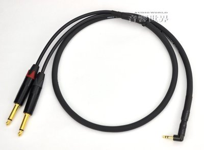 音響世界：Pro Co AC2兩軌線+ Neutrik 3.5mm立體L頭to 6.3mm單音 1.5米